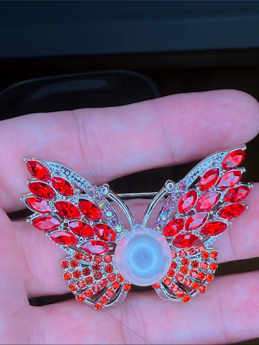 Red Crystal Butterfly Brooch - Elegant Women’s Jewelry